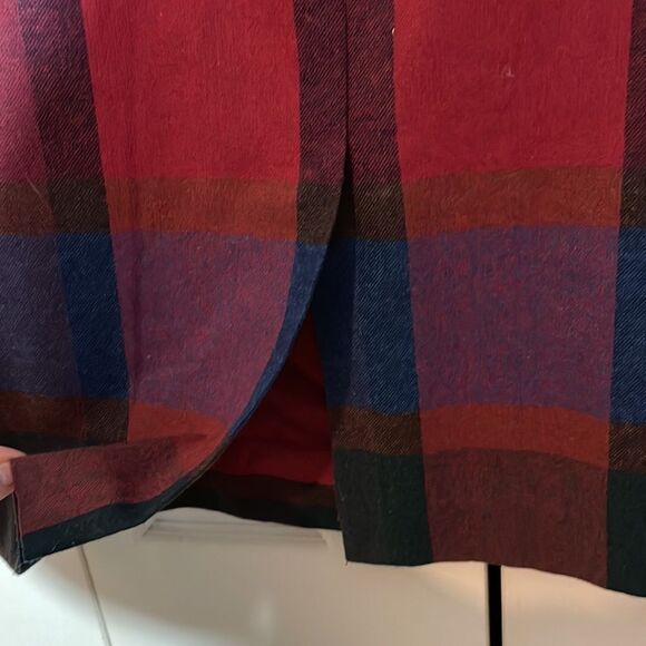 Vintage Deadstock Barclay Square Part Wool Red Blue Plaid Long A Line Skirt - Picture 11 of 14